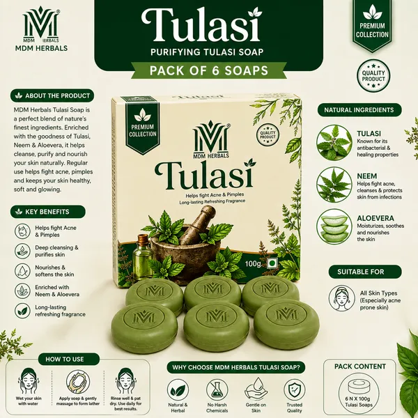 Mdm_Herbal_Tulasi_Purifying_Soap_100G_X_6_Super_Saver_Pack_Neem_Aloe_Vera_Clears_Skin_Reduces_Marks_100_Natural_Ayurvedic_Bath_Bar