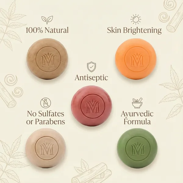Ayurvedic_Herbal_Super_Saver_Pack_–_Sandal,_Tulasi,_Manjistha,_Vana_&_Saffron_(5_x_100g)_|_Skin_Brightening_&_Antibacterial_Bathing_Bars_|_100%_Natural