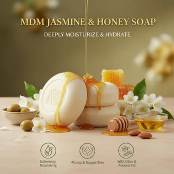 Mdm_Herbal_Jasmine_With_Honey_Drops_Soap_800G_(100X8_)_Total_Herbal_Soap_For_Nourishment_Skin_Glow_100_Vegan_Ayurvedic