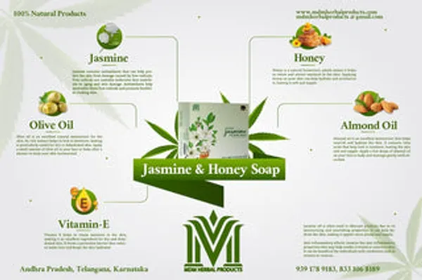 Mdm_Herbal_Jasmine_With_Honey_Drops_Soap_800G_(100X8_)_Total_Herbal_Soap_For_Nourishment_Skin_Glow_100_Vegan_Ayurvedic