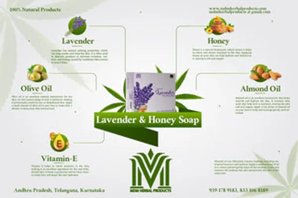 Mdm_Herbal_Lavender_With_Honey_Drops_Soap_800G_(100G_X_8)_Total_Herbal_Soap_For_Moisturized_Blemish_Free_Skin_100_Vegan_Natural_Glow
