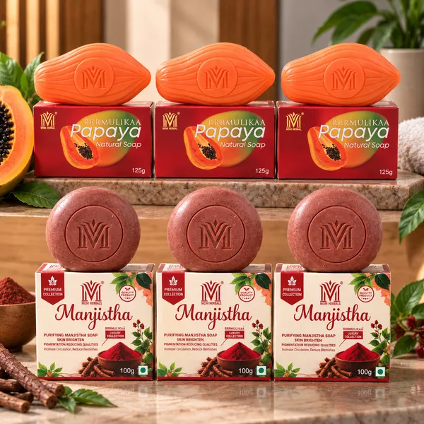 MDM_Manjistha_&_Papaya_Soap_Combo_Pack_of_6_|_3_Manjistha_+_3_Papaya_|_100g_Each_|_Premium_Bath_Soap_for_Face_&_Body