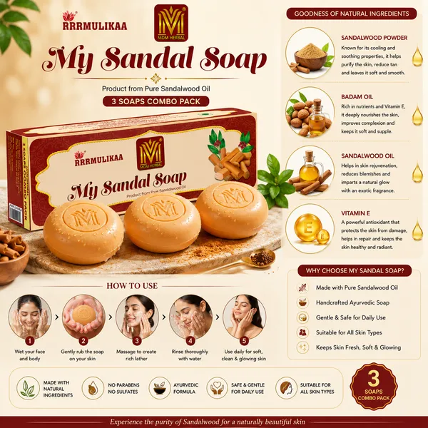 Mdm_Herbal_My_Sandal_Soap_150G_X_3_Super_Saver_Pack_450G_Detoxifies_Skin_Controls_Oiliness_Reduces_Acne_Ayurvedic_78_Tfm_Soap_|_Pack_Of_2