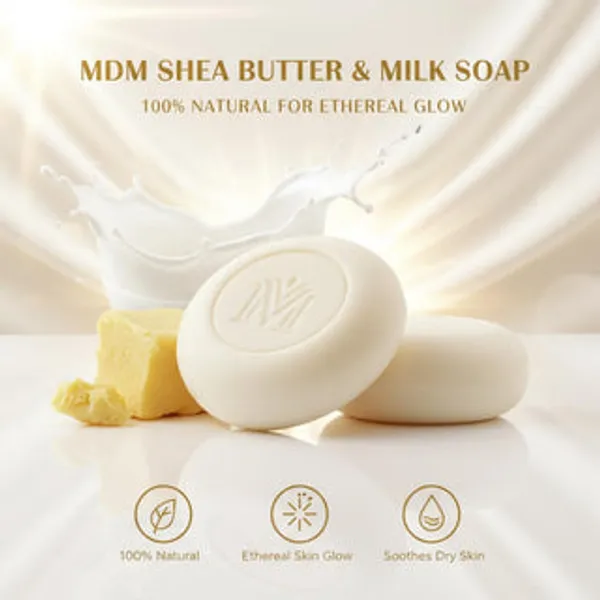Mdm_Herbal_Shea_Butter_With_Milk_Soap_800_(100G_X_8)_Total_Ayurvedic_Moisturizing_Soap_For_Soft_Nourished_Skin_100_Pure_Vegan_Natural
