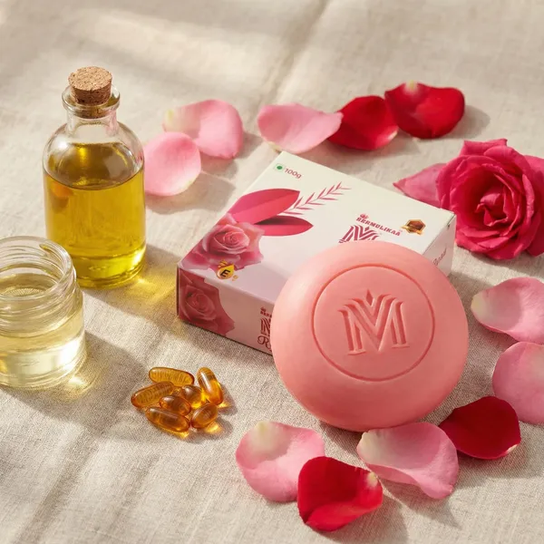 MDM_Herbal_Rose_&_Vitamin_E_Soap_–_100g_x_8_(Super_Saver_Pack_–_800g)_|_Purifies,_Exfoliates_&_Brightens_Skin_|_Natural_Rose_Fragrance