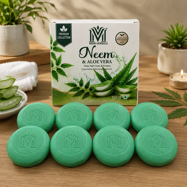 Mdm_Herbal_Neem_With_Aloevera_Soap_800G_(100G_X_8)_Super_Saver_Pack_Deep_Purifying_Vegan_Ayurvedic_Soap_For_Clear_Glowing_Skin