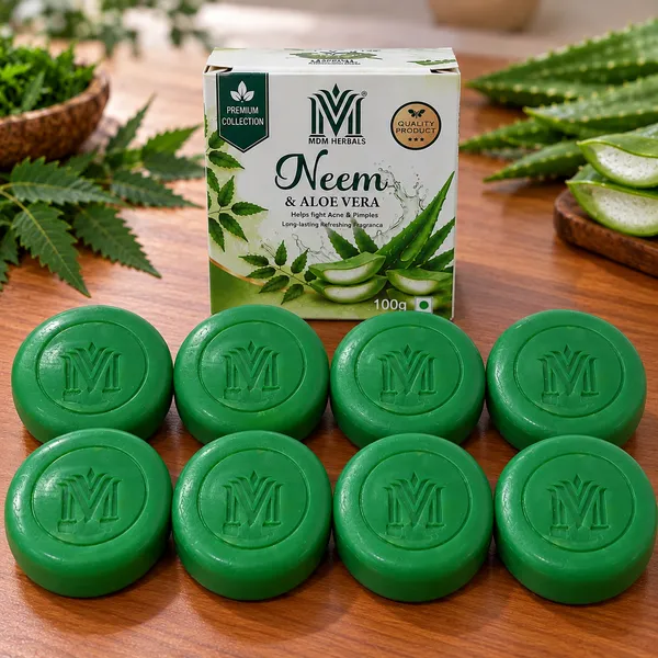 Mdm_Herbal_Neem_With_Aloevera_Soap_800G_(100G_X_8)_Super_Saver_Pack_Deep_Purifying_Vegan_Ayurvedic_Soap_For_Clear_Glowing_Skin
