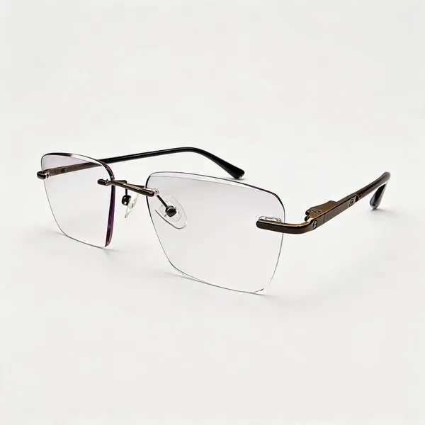 Rimless_Rectangular_Eyeglasses_With_Gold_Tone_Temples