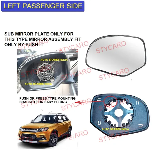 Vitara_Brezza_Orvm_Left_Passenger_Side_Mirror_Glass_With_Sub_Plate