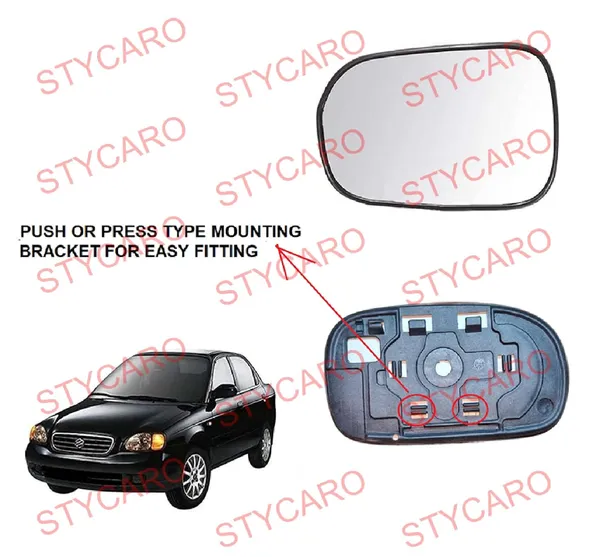Baleno_1st_Gen_Old_Orvm_Left_Passenger_Side_Mirror_Glass_With_Sub_Plate