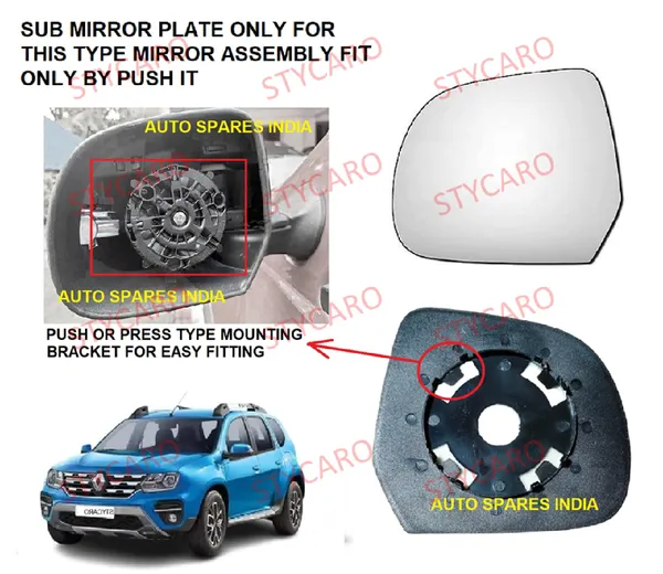 Duster_1st_Gen_Orvm_Left_Passenger_Side_Mirror_Glass_With_Sub_Plate