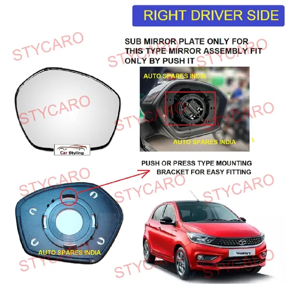 Tata_Tiago_Orvm_Right_Driver_Side_Mirror_Glass_With_Sub_Plate