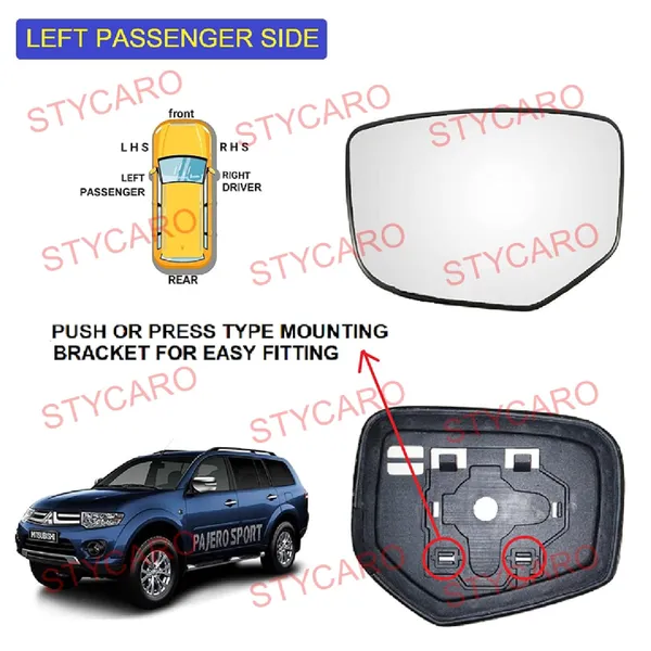 Pajero_Sport_Orvm_Left_Passenger_Side_Mirror_Glass_With_Sub_Plate