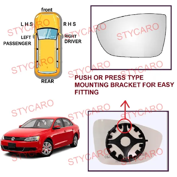 Vw_Jetta_2nd_Gen_T2_Orvm_Left_Passenger_Side_Mirror_Glass_With_Sub_Plate