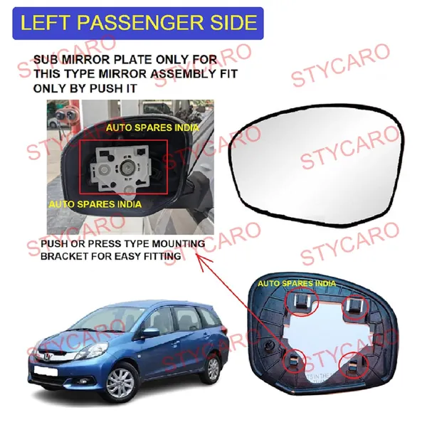 Mobilio_Ist_Gen_Size_1_Orvm_Left_Passenger_Side_Mirror_Glass_With_Sub_Plate