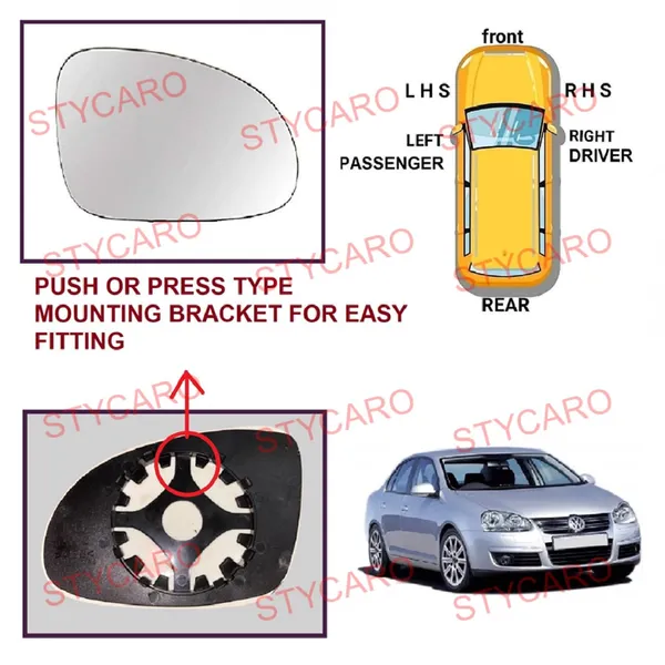 Vw_Jetta_1st_Gen_T1_Orvm_Right_Driver_Side_Mirror_Glass_With_Sub_Plate