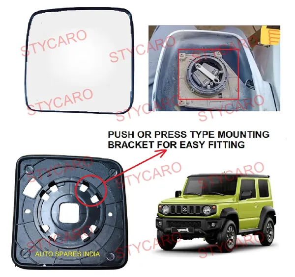 Maruti_Suzuki_Jimny_Orvm_Left_Passenger_Side_Mirror_Glass_With_Sub_Plate