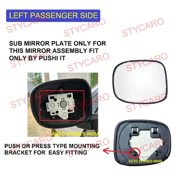 Mobilio_Ist_Gen_Size_2_Orvm_Left_Passenger_Side_Mirror_Glass_With_Sub_Plate