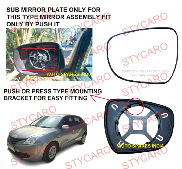 Baleno_2nd_Gen_Size_1_Orvm_Left_Passenger_Side_Mirror_Glass_With_Sub_Plate