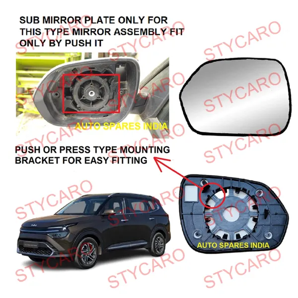 Kia_Carens_Orvm_Left_Passenger_Side_Mirror_Glass_With_Sub_Plate