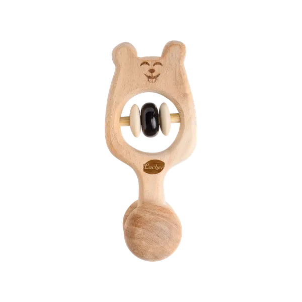 NibbleNose™_Premium_Neem_Wood_Animal_Face_Rattle_And_Massager_For_Babies