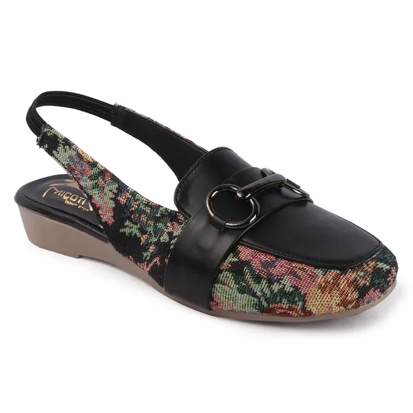 Black_Floral_Pvc_Synthetic_Slingback_Wedge_Loafers_For_Women