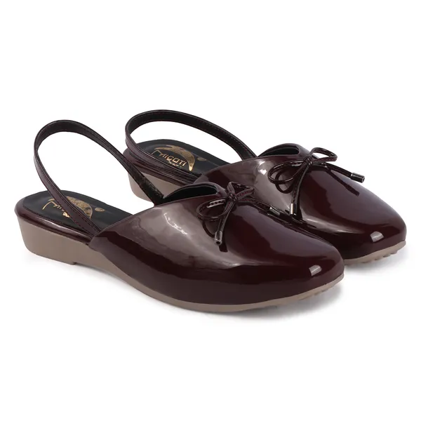 Maroon_Synthetic_Glossy_Bow_Slingback_Wedge_Flats_For_Women