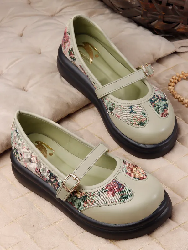 Black_And_Olive_Green_Textile_Bow_Detail_Wedge_Mules_And_Canvas_Floral_Mary_Jane_Platform_Shoes_For_Women