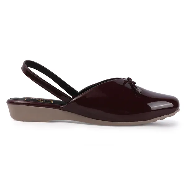 Maroon_Synthetic_Glossy_Bow_Slingback_Wedge_Flats_For_Women