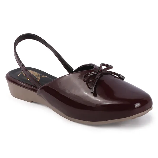 Maroon_Synthetic_Glossy_Bow_Slingback_Wedge_Flats_For_Women