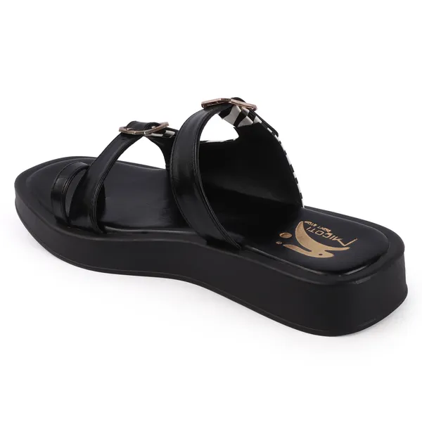 Black_Synthetic_Zebra_Print_Buckle_Wedge_Sandals_For_Women