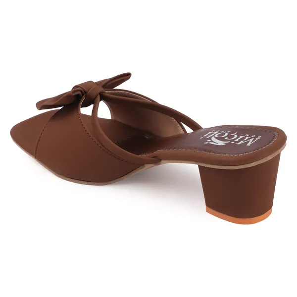 Brown_Synthetic_Bow_Detail_Open_Toe_Block_Heel_Mules_For_Women