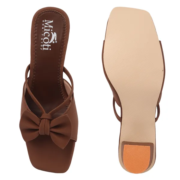Brown_Synthetic_Bow_Detail_Open_Toe_Block_Heel_Mules_For_Women