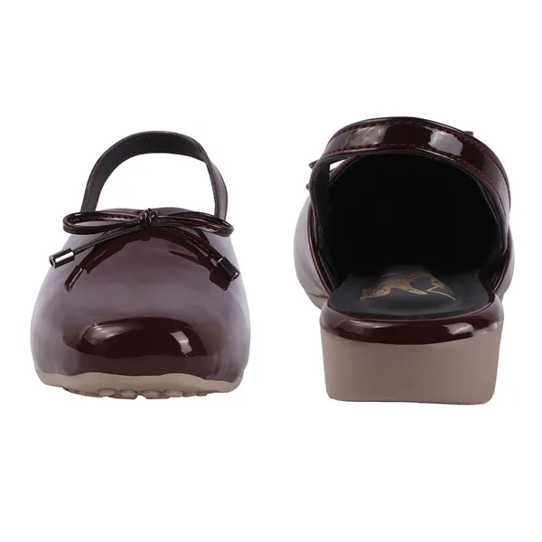 Maroon_Synthetic_Glossy_Bow_Slingback_Wedge_Flats_For_Women