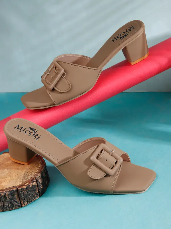 Beige_Synthetic_Buckle_Open_Toe_Block_Heel_Mules_For_Women