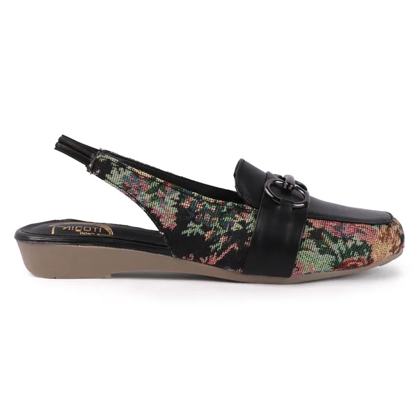 Black_Floral_Pvc_Synthetic_Slingback_Wedge_Loafers_For_Women