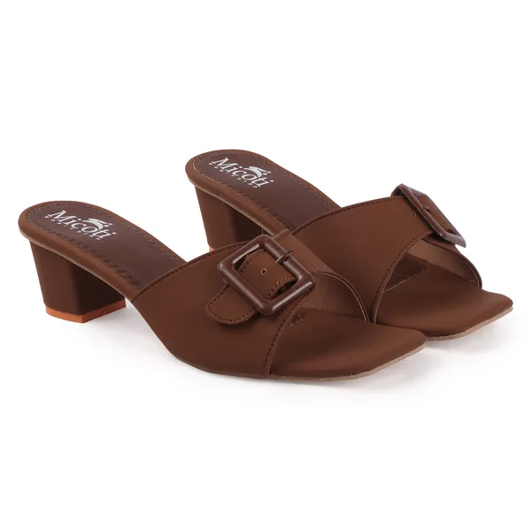 Brown_Synthetic_Buckle_Strap_Heeled_Mules_For_Women