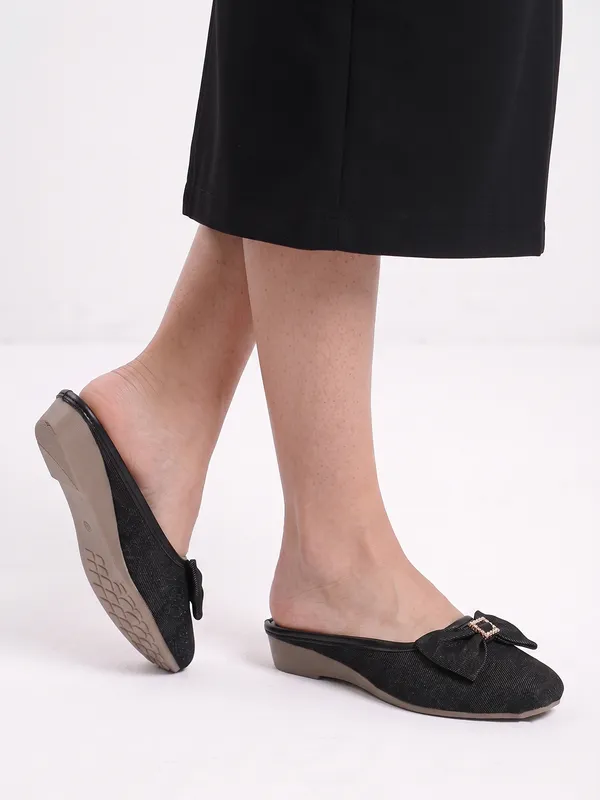 Black_And_Olive_Green_Textile_Bow_Detail_Wedge_Mules_And_Canvas_Floral_Mary_Jane_Platform_Shoes_For_Women