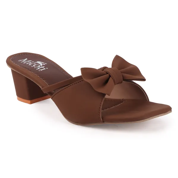 Brown_Synthetic_Bow_Detail_Open_Toe_Block_Heel_Mules_For_Women