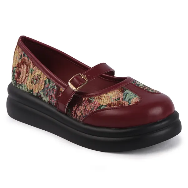 Burgundy_Floral_Textile_Mary_Jane_Platform_Shoes_For_Women