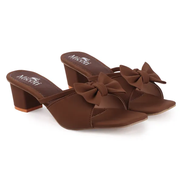 Brown_Synthetic_Bow_Detail_Open_Toe_Block_Heel_Mules_For_Women