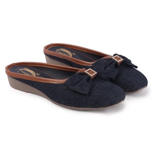 Navy_Denim_Bow_Detail_Wedge_Mules_For_Women