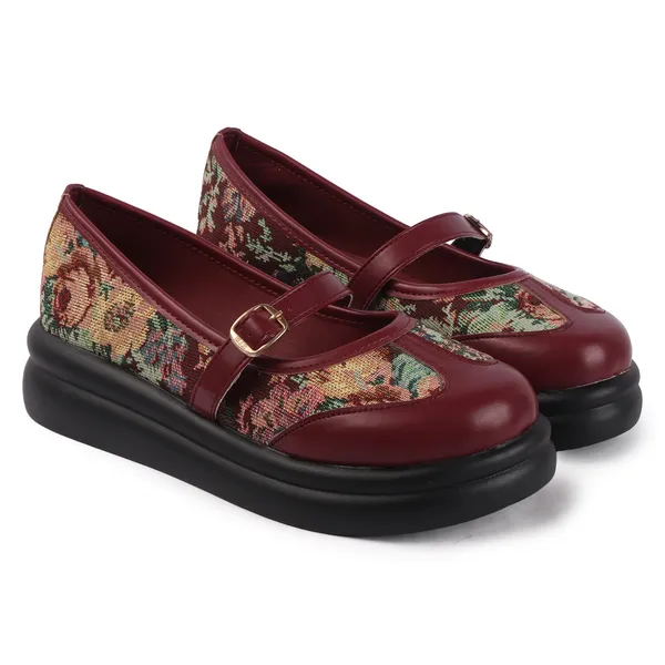 Burgundy_Floral_Textile_Mary_Jane_Platform_Shoes_For_Women