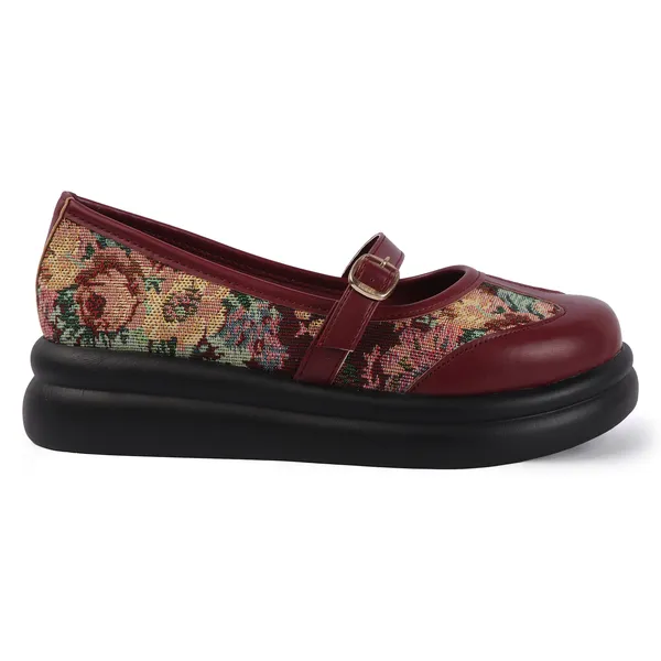 Burgundy_Floral_Textile_Mary_Jane_Platform_Shoes_For_Women