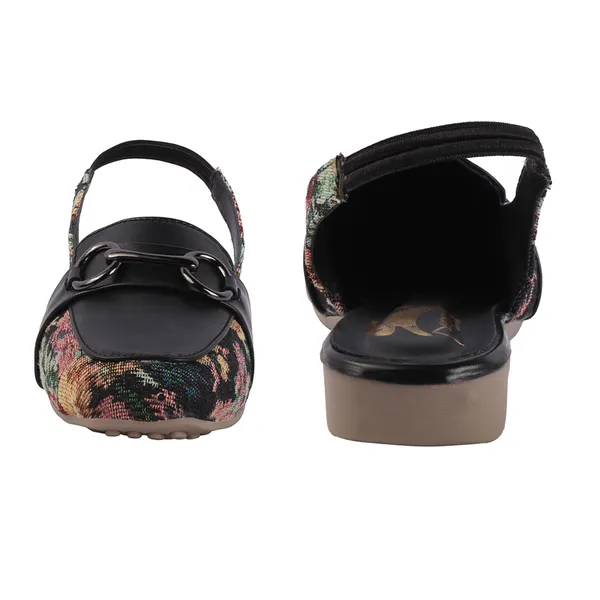 Black_Floral_Pvc_Synthetic_Slingback_Wedge_Loafers_For_Women