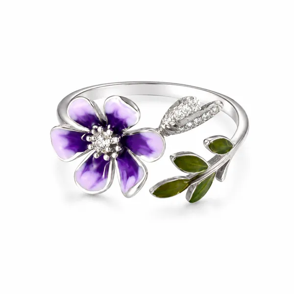 Mak_Luxe_925_Sterling_Silver_Purple_Blossom_&_Rose_Vine_925_Sterling_Silver_Open_Ring