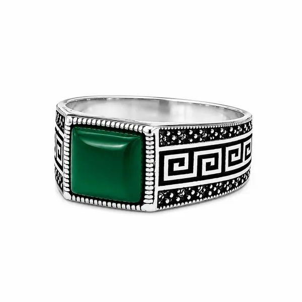 Mak_Luxe_925_Streling_Silver_Royal_Emerald_Greek_Key_Men’s_Statement_Ring