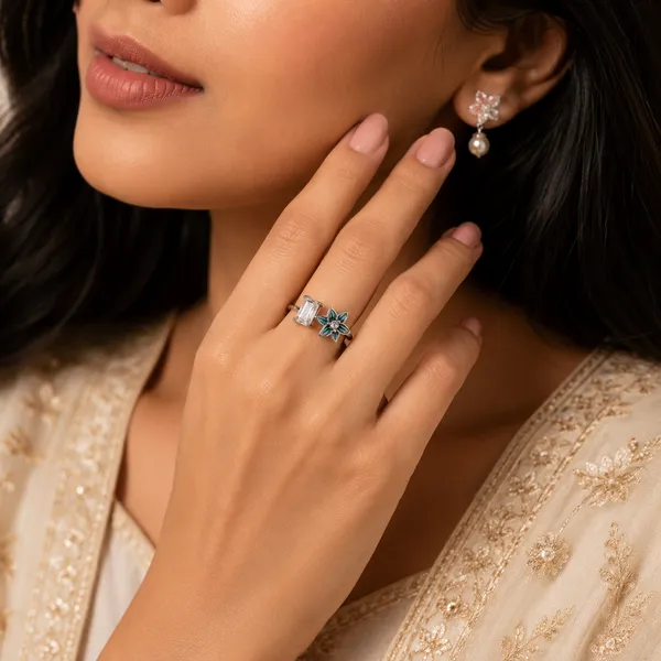 Mak_Luxe_925_Sterling_Silver_Emerald_Bloom_Radiance_925_Sterling_Silver_Open_Ring