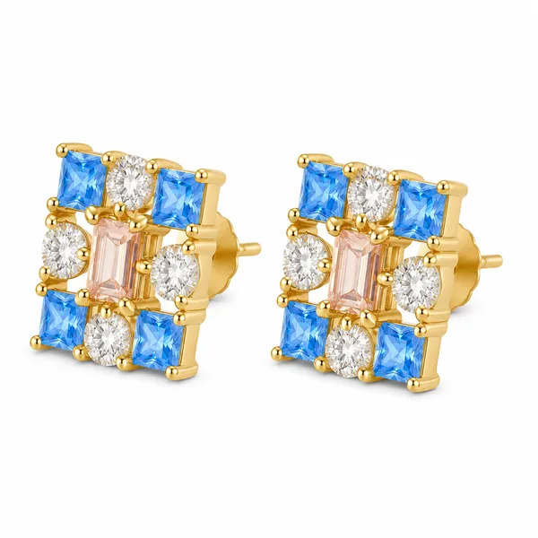 Mak_Luxe_925_SILVER_Sterling_Regal_Diamond_Mosaic_Stud_Earrings