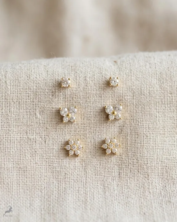 3-Pair_Floral_&_Solitaire_CZ_Stud_Earrings_Set_–_Elegant_Gold-Tone_Sparkle_Collection